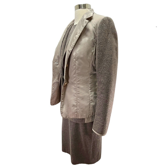 Lafayette 148 NY 3-Piece Taupe Wool Suit Dress — Dress (2), Vest (4) Blazer (4) - Picture 10 of 16